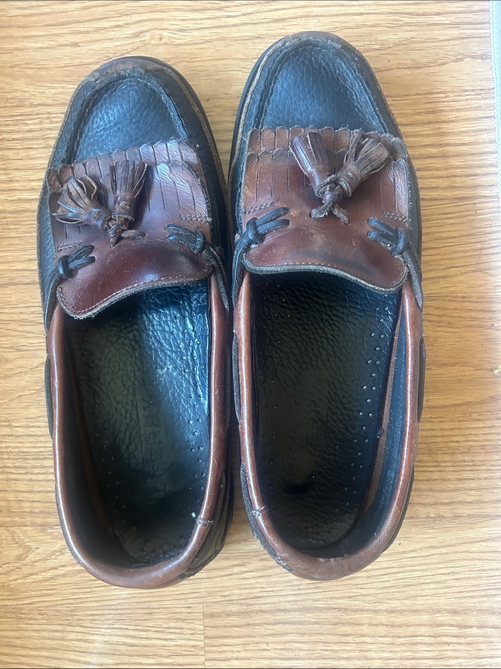Men's Brown Tassel Moc Toe Leather Loafers